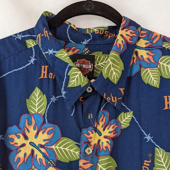 Harley-Davidson Tropical Hawaiian Button Up Shirt Size 3XB - Picture 5 of 12